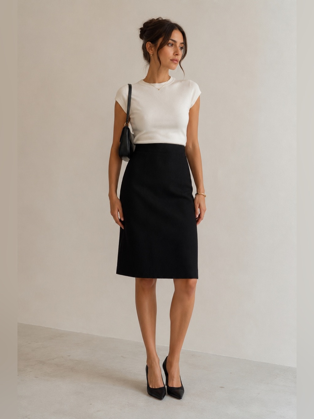 Miu Miu Vintage Black Virgin Wool Mohair Knee Length A-Line Skirt IT44 US8